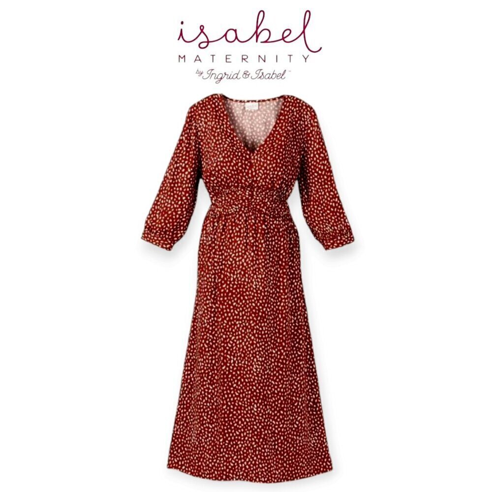 Brick Red Isabel Maternity Leopard Print Empire Waist Spring Dress Medium NWT